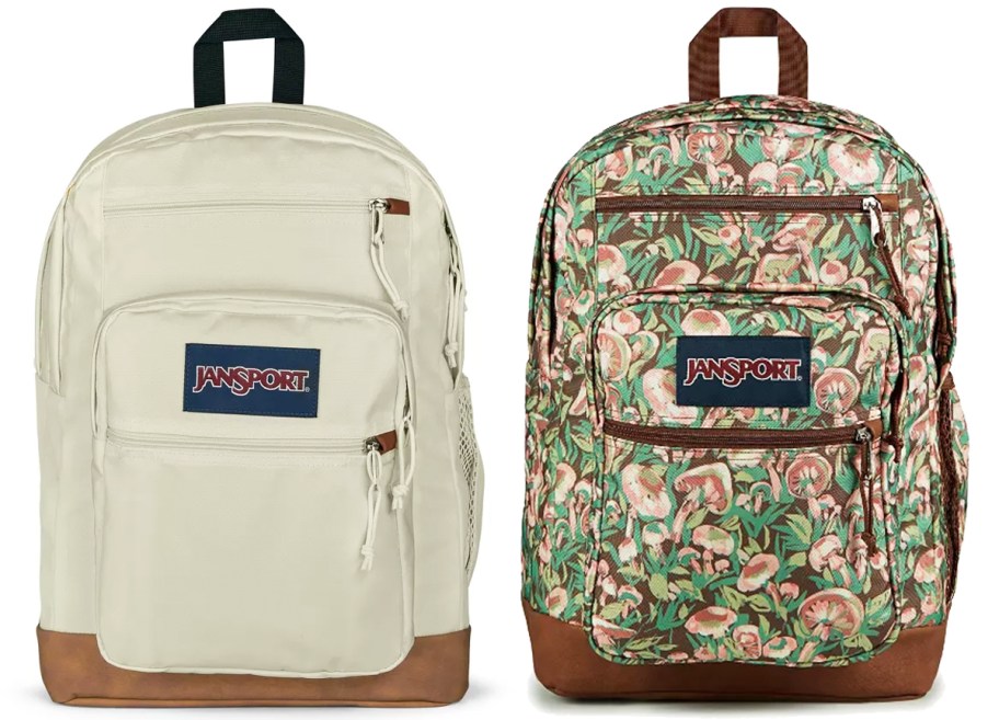 off-white and mushroom print backpacks