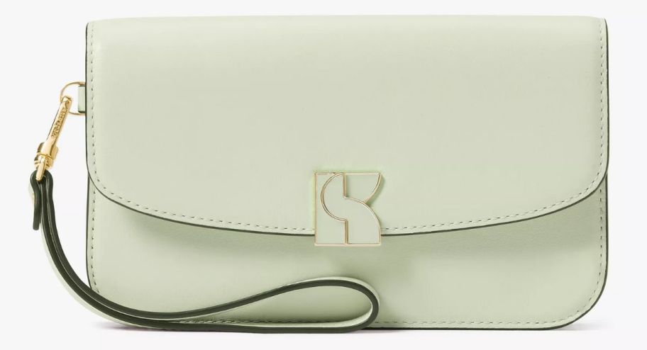 mint green kate spade flap wristlet 