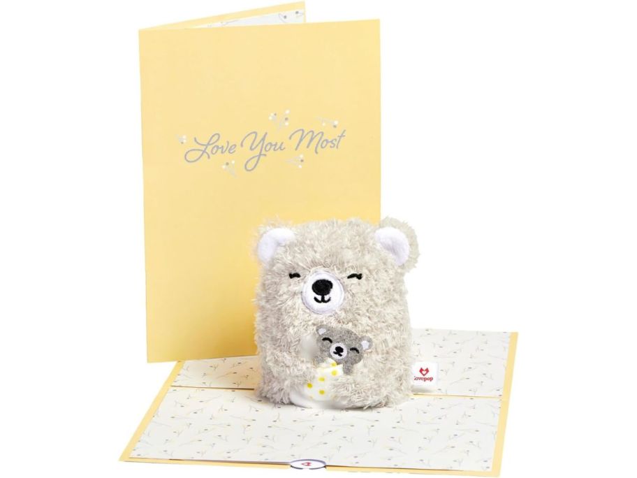 A 3-d popup card of a plush bear