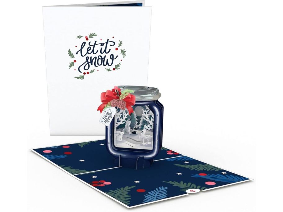 A 3-d popup card of a snow globe