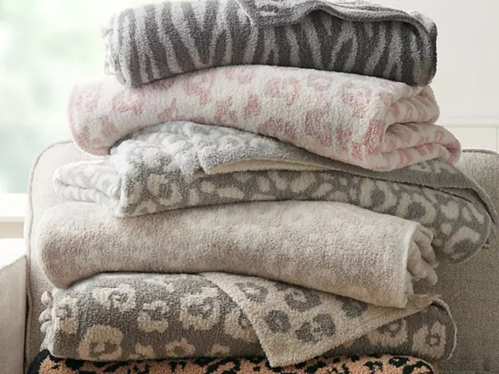 stack of blankets from Sams Club