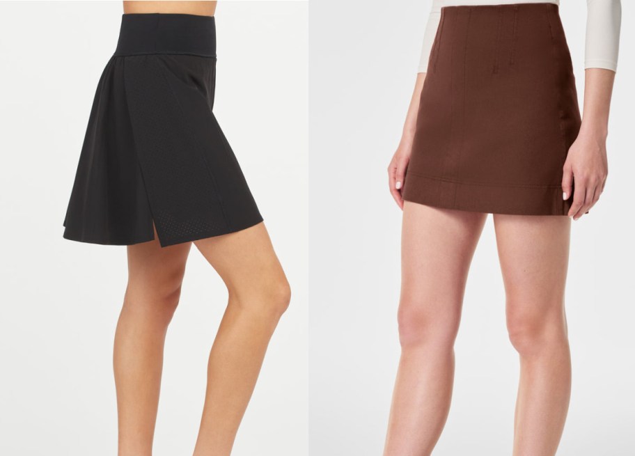 Spanx black skort and brown skirt