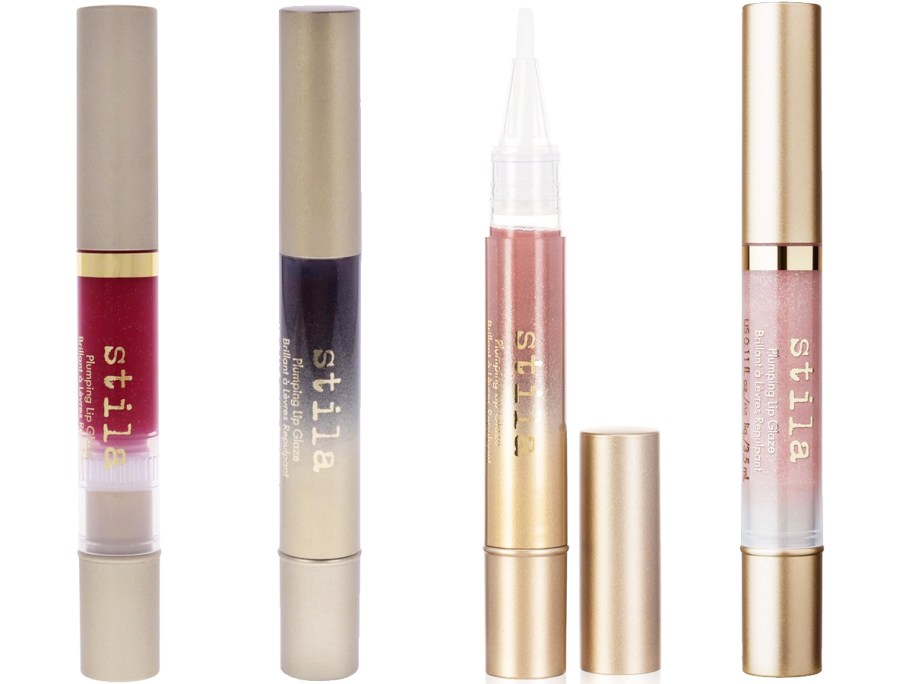 4 shades of Stila Plumping Lip Glaze