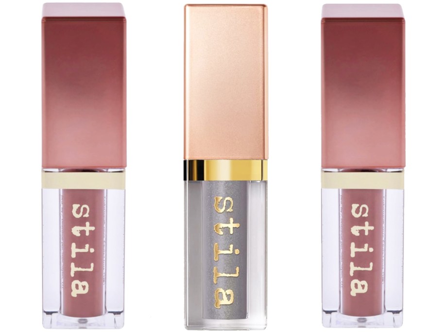 three tubes of Stila Suede Shade Liquid Eye Shadows
