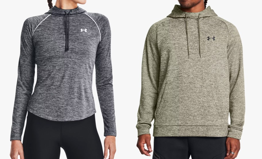 woman in grey hoodie and man in green hoodie