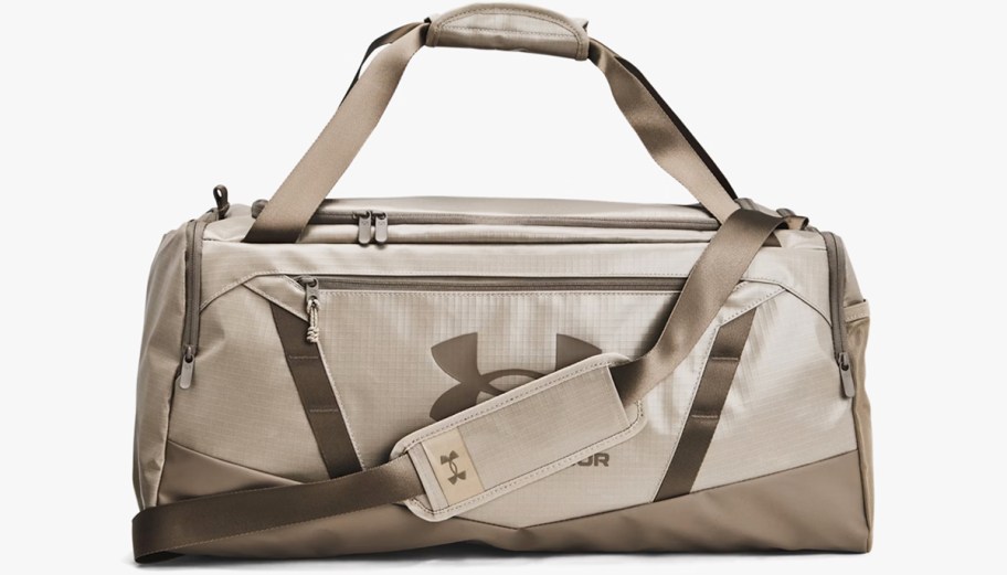 taupe under armour duffle bag
