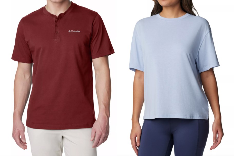 maroon and blue columbia shirts