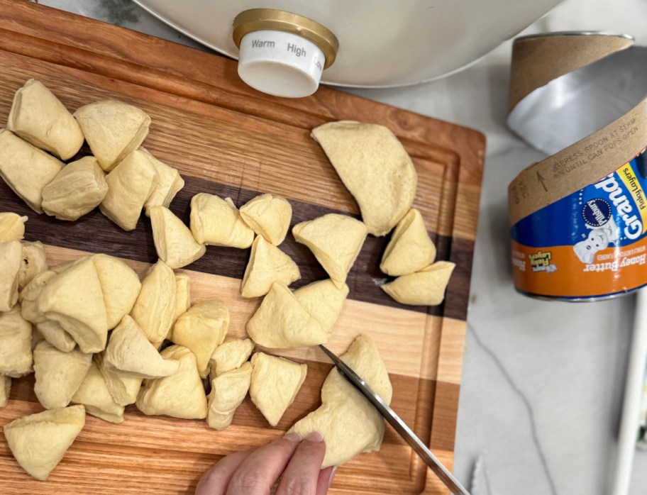 cutting biscuits for dumpling soup