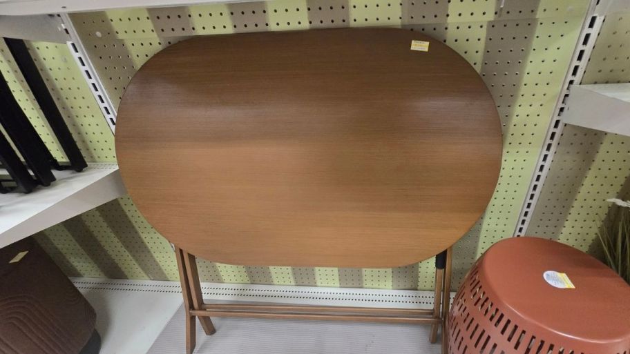 oval wooden folding table