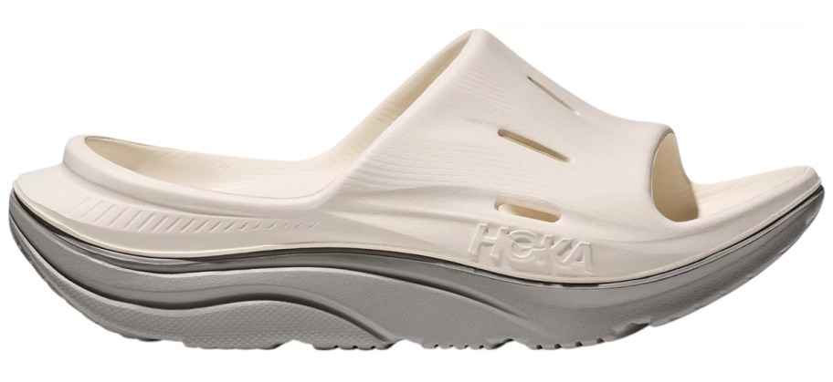 white hoka slides