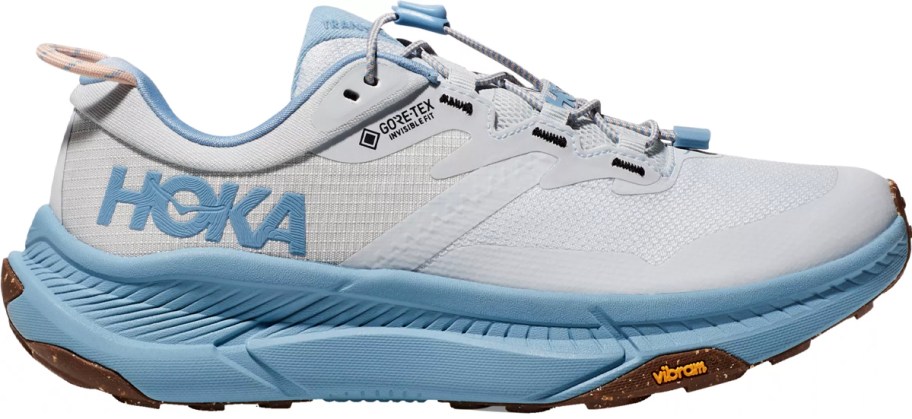 gray and light blue hoka shoes