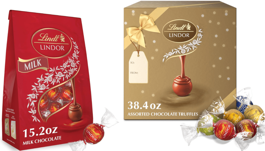 a bag of ilk chocolate truffles and a 90 count box of assorted truffles