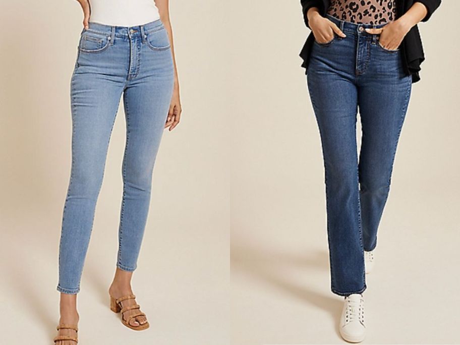 stock images of two women's lower bodies wearing maurices jeans