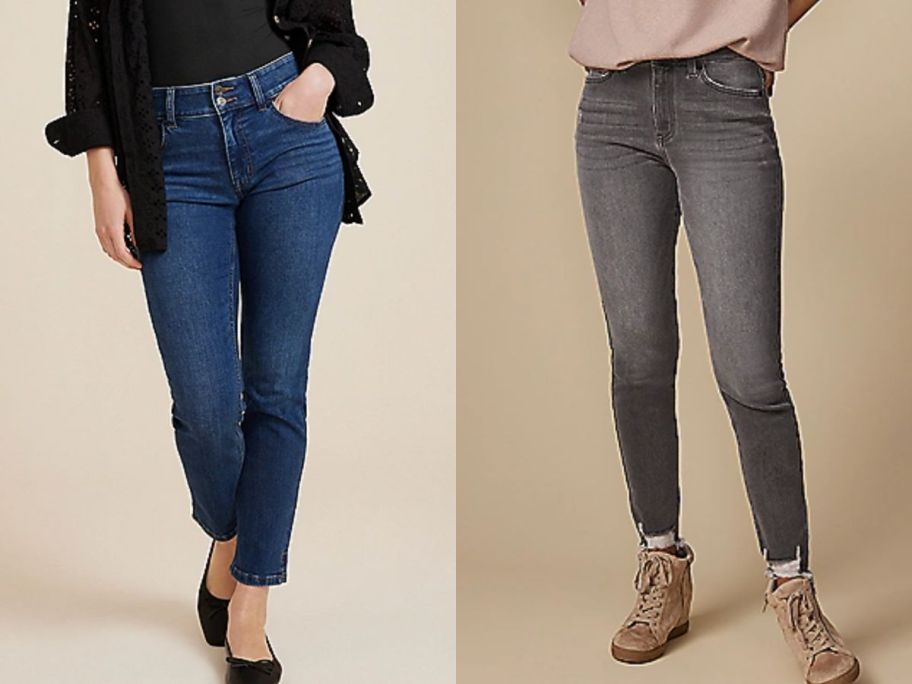 Stock im ages of two women's lower bodies wearing maurices jeans