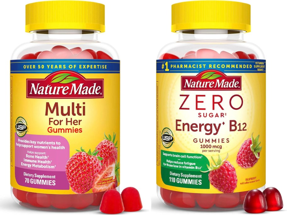nature made multi and b12 gummie bottles 