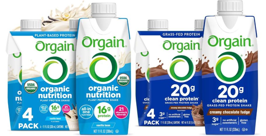 two 4 packs of orgain shakes