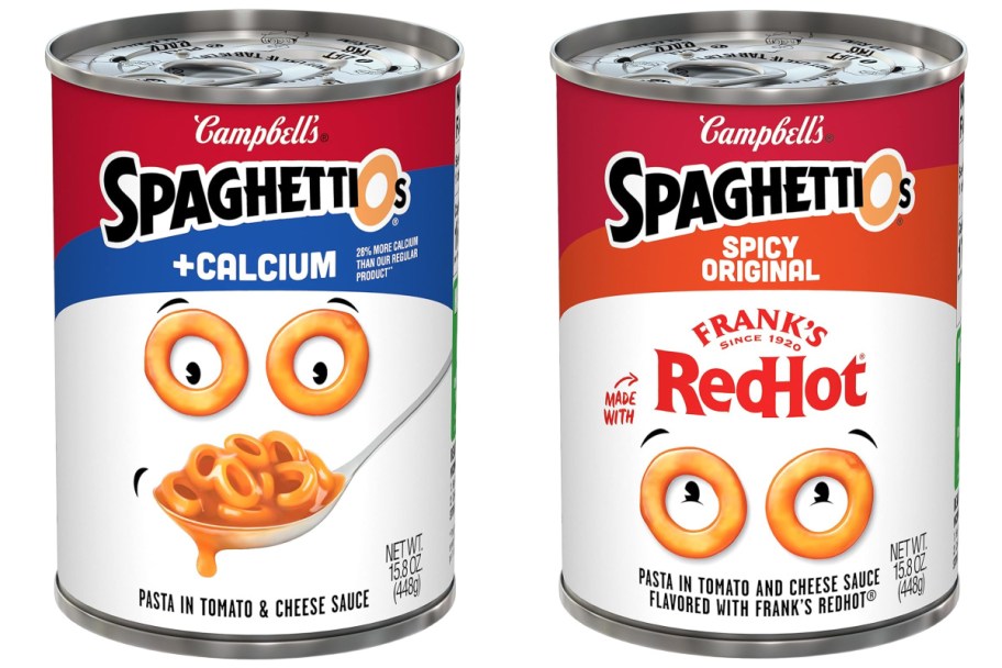 stock image of SpaghettiOs cans in different flavors-3