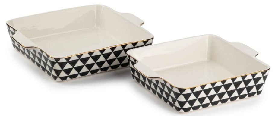 black and white Thyme & Table Stoneware Square Baker 2-Piece Set