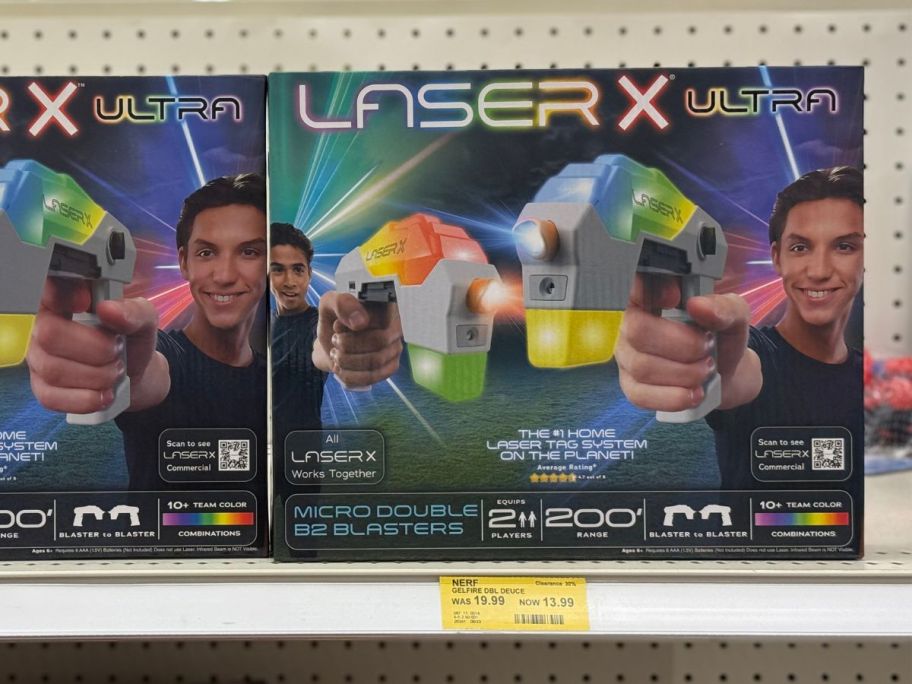 LASER X ULTRA Micro Blaster boxes on shelf in store