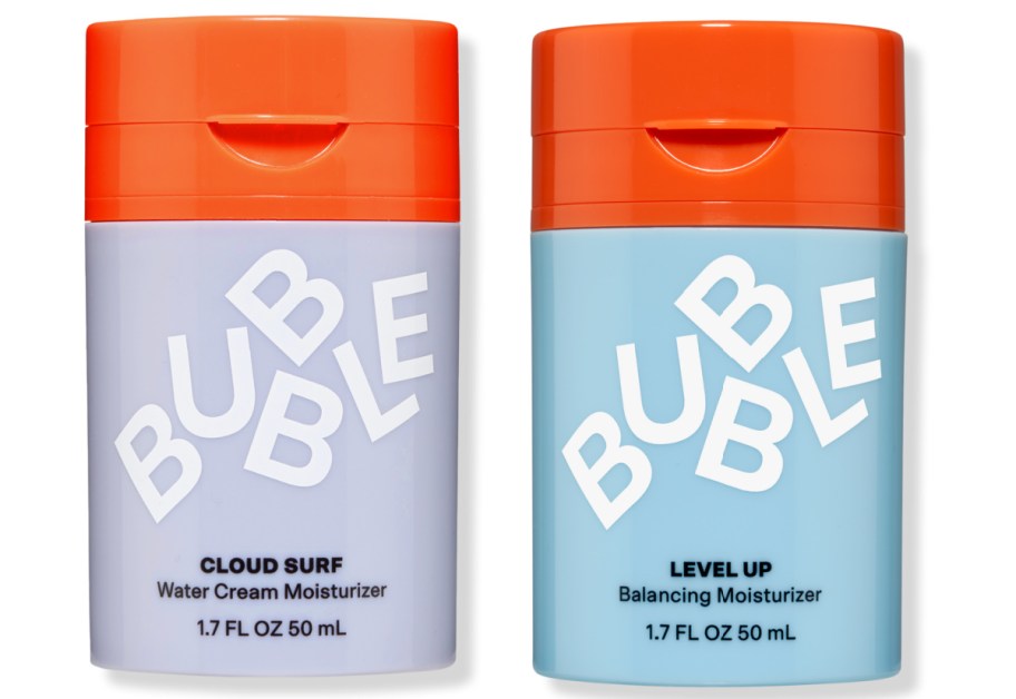 Bubble moisturizers in blue and purple