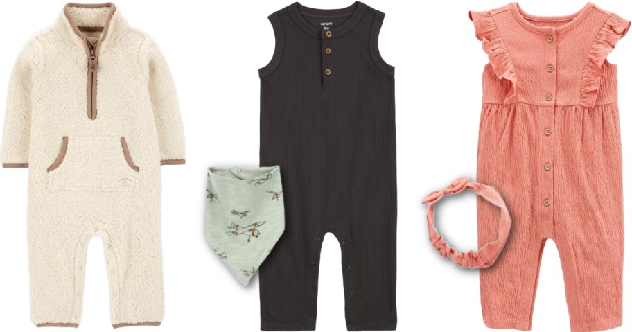 Stock images fo 3 Carter's One Pieces & Romper Sets