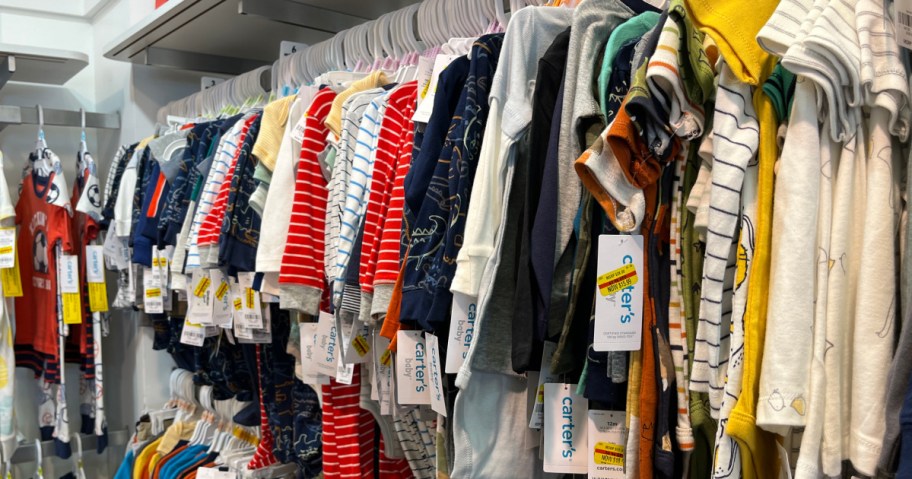 A Rack of Carter's Baby Clothing Cearance