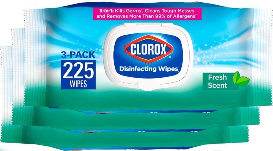 Stock image of Clorox Disinfecting Wipes 75-Count 3-Pack