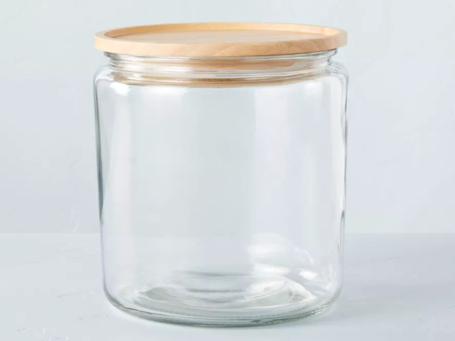 hearth & hand with magnolia 125oz glass storage container with wooden lid