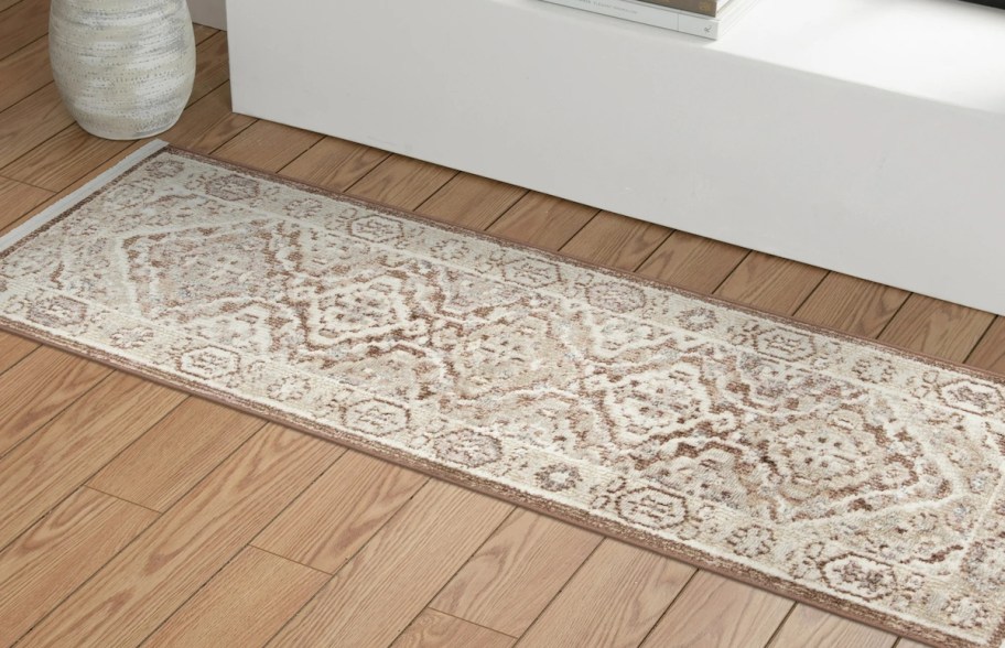 rug runner on wood floor