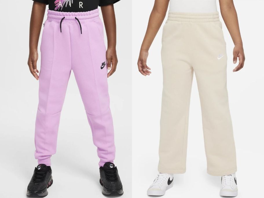 two girl models wearing joggers in 2 different colors