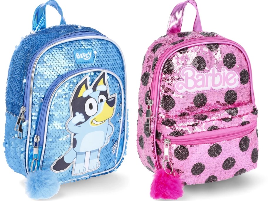 bluey and barbie sequin mini backpacks