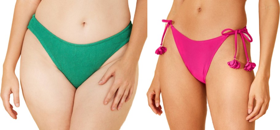 Shade and shore bikini bottoms in green and pink