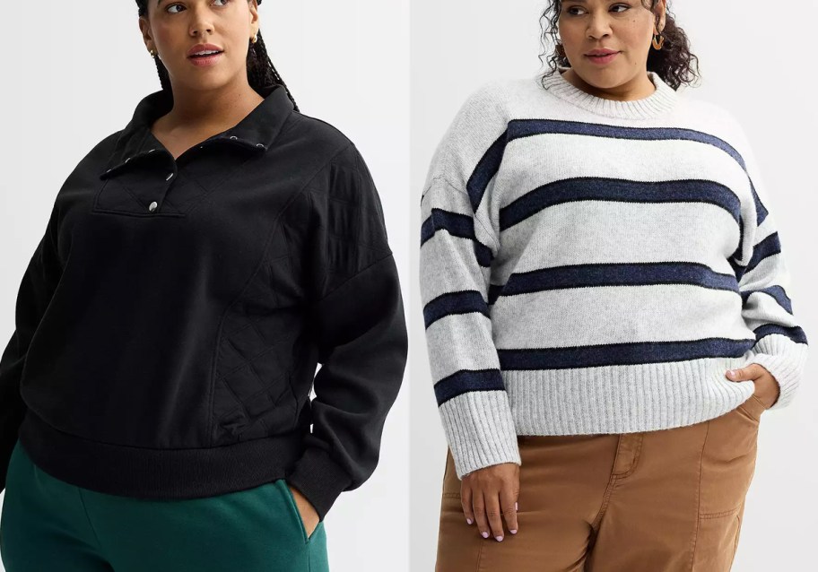 Sonoma Goods For Life Quilted Fleece Sweatshirt and Classic Sweater