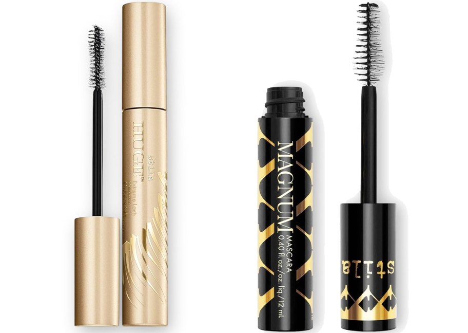 gold and black opened tubes of Stila mascaras 