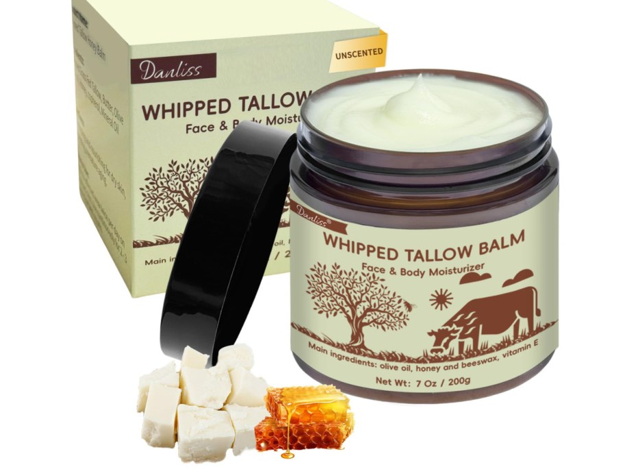 Stock image of Beef Tallow For Skin Honey Balm 7oz Jar