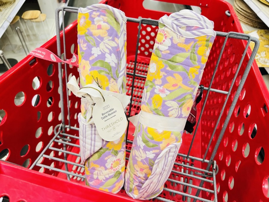 Threshold Reversible Purple Striped Table Runner