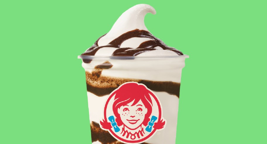 Wendys girl scout frosty with a green background