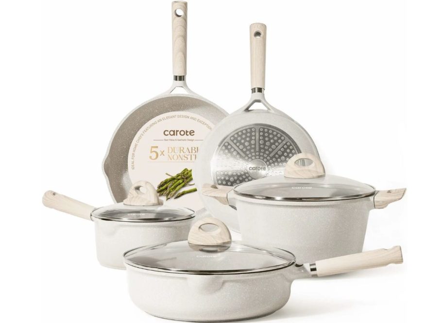 a beige Carote 8-Piece Nonstick Cookware Set stock image