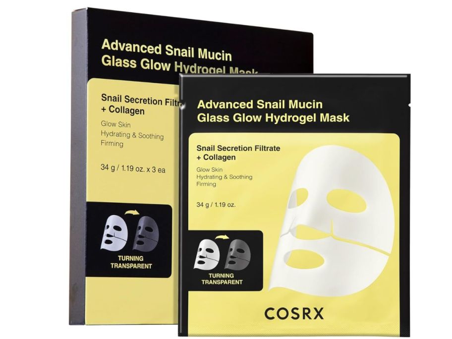 COSRX Advanced Snail Mucin Glass Glow Hydrogel Face Masks 3-Pack stock image