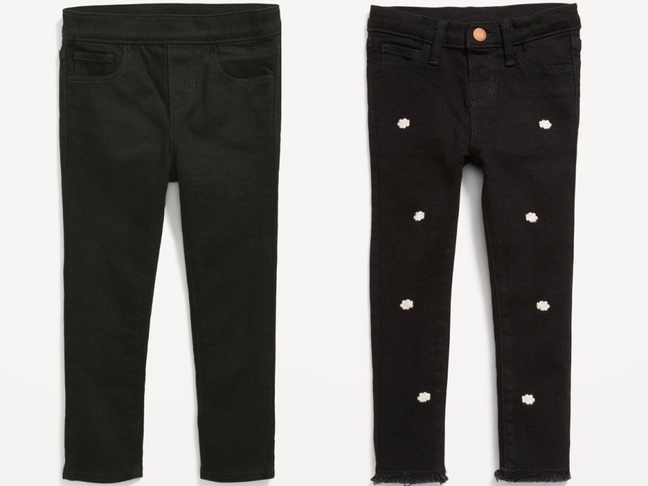 two pairs of black toddler girl pants 
