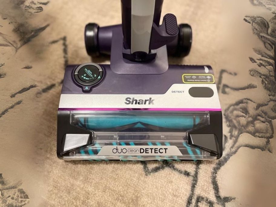 Shark PowerDetect Reverse Clean Corded Stick Vacuum on carpet