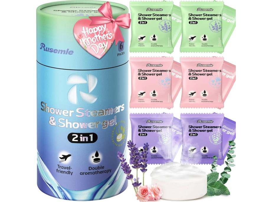 6 shower steamers next to package