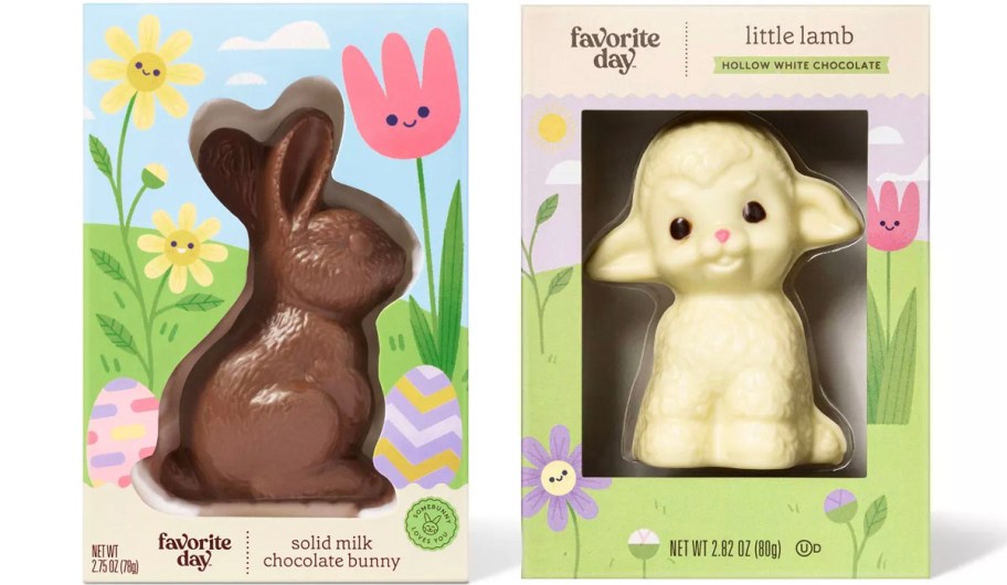 chocolate bunny and lamb boxes 