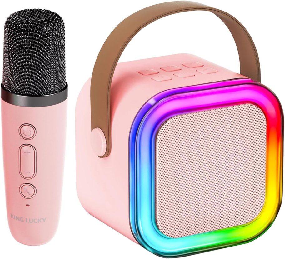 Kinglucky TOP Karaoke Machine for Kids in Pink w/ 1 Wireless Microphones stock image
