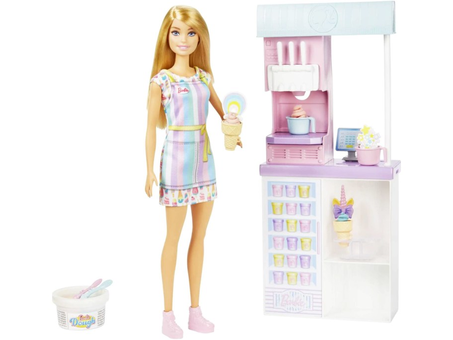 barbie doll with ice cream playset