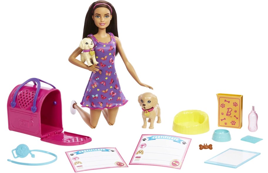 barbie doll with dog adoption playset