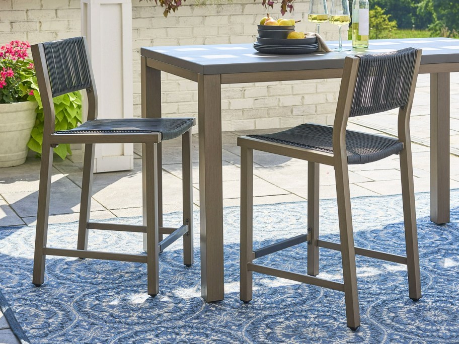 low back patio chairs at table