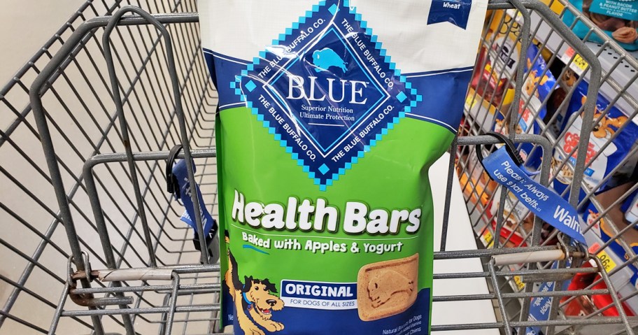 bag of Blue Buffalo Health Bars Dog Treats in shopping cart