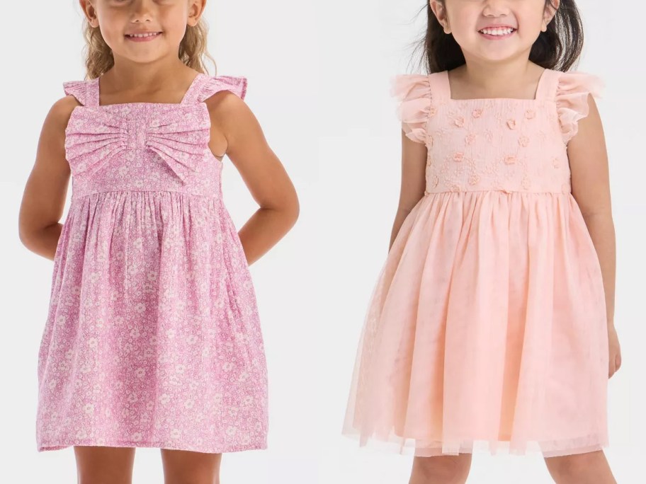 Cat & Jack Toddler Girls Floral Woven Dress and Toddler Girls Embroidered Tulle Dress