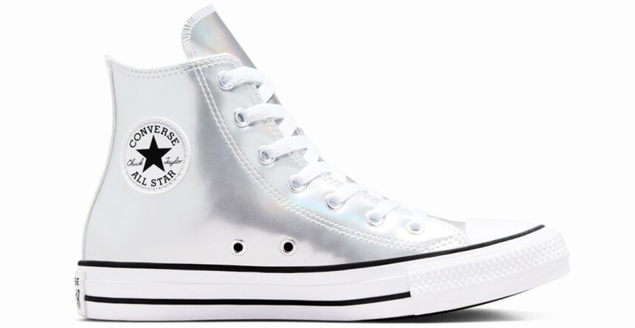 metallic silver high top sneaker